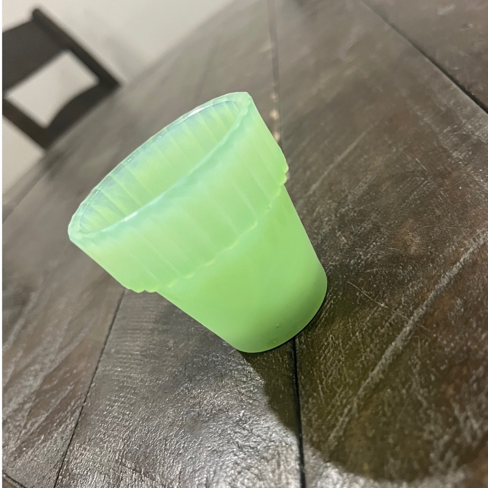 Fenton Martha Stewart Jadeite Glass Ribbed Votive Candle Holder Green 2 inch‎